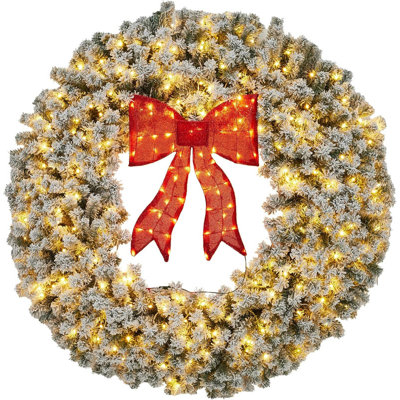 Couronne de Noël illuminée 36/48/60 po avec arc et lumières DEL pour l'intérieur et l'extérieur