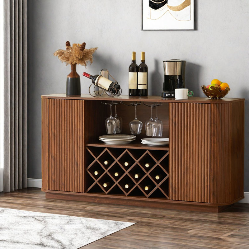 Buffets et armoires de rangement spacieux, armoire de cuisine moderne en MDF de 58 pouces