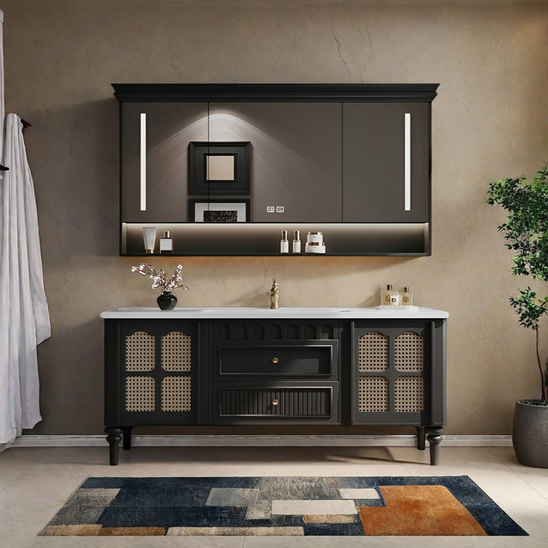 French retro style rest room bathroom cabinet, 55.51"