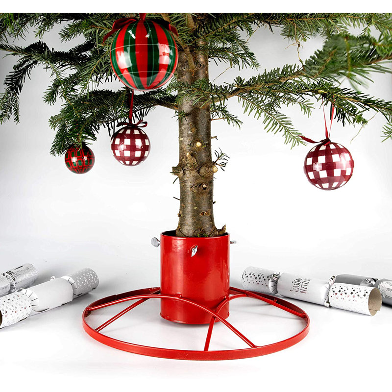 Steel Live Tree Stand For Max. Tree Height 3.1 - 3.6m, 15.5cm H x 40cm W x 40cm D, Red