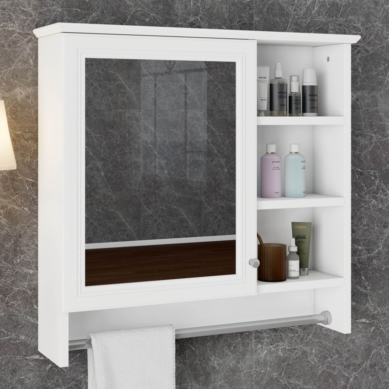 Armoire de rangement murale 2 en 1 avec tablette réglable, Blanc