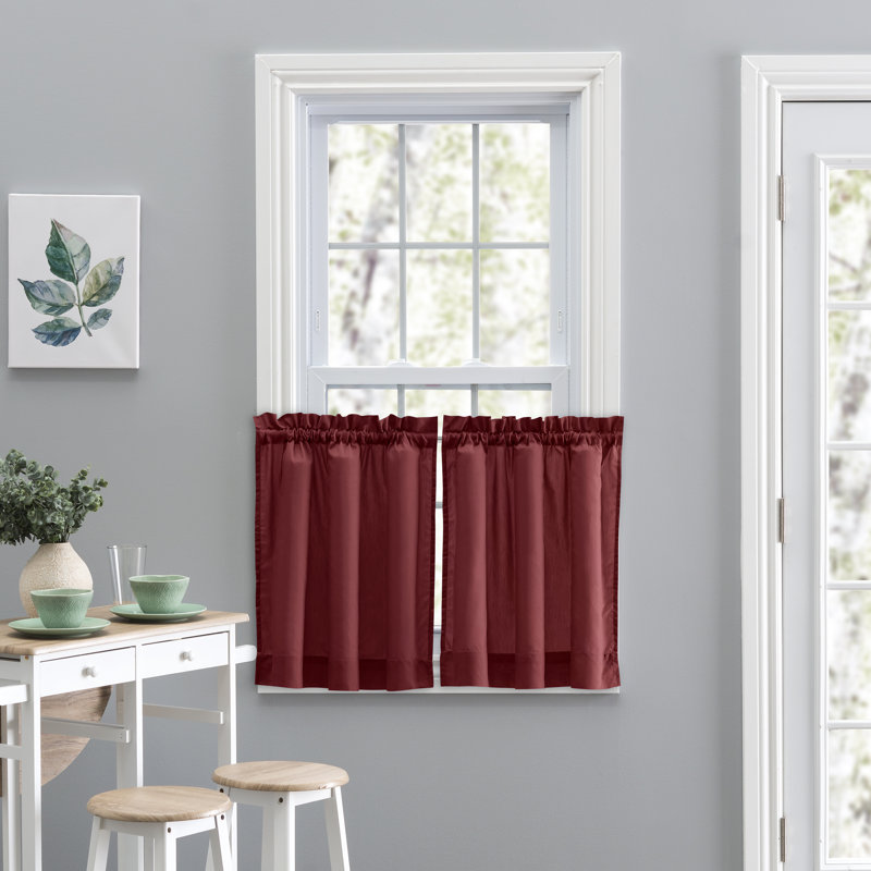 Ellis Tailored Cafe Curtain, Merlot, 56" W x 24" L