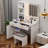 32'' Wide Makeup Vanity With Lighted Mirror And Power Outlet, Dressing Table With Cushioned Stool