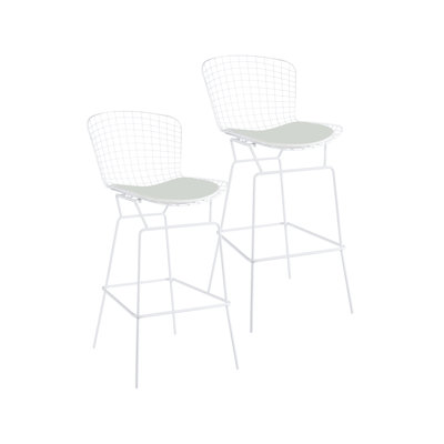 Tabourets de bar en fil de fer de 28 po Cantalupo avec coussin de siège en similicuir