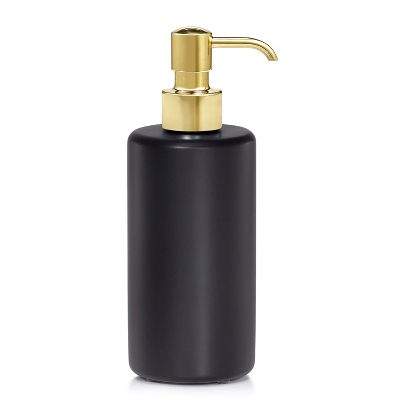 Domus Black Matte Soap / Lotion Dispenser, Polished Brass