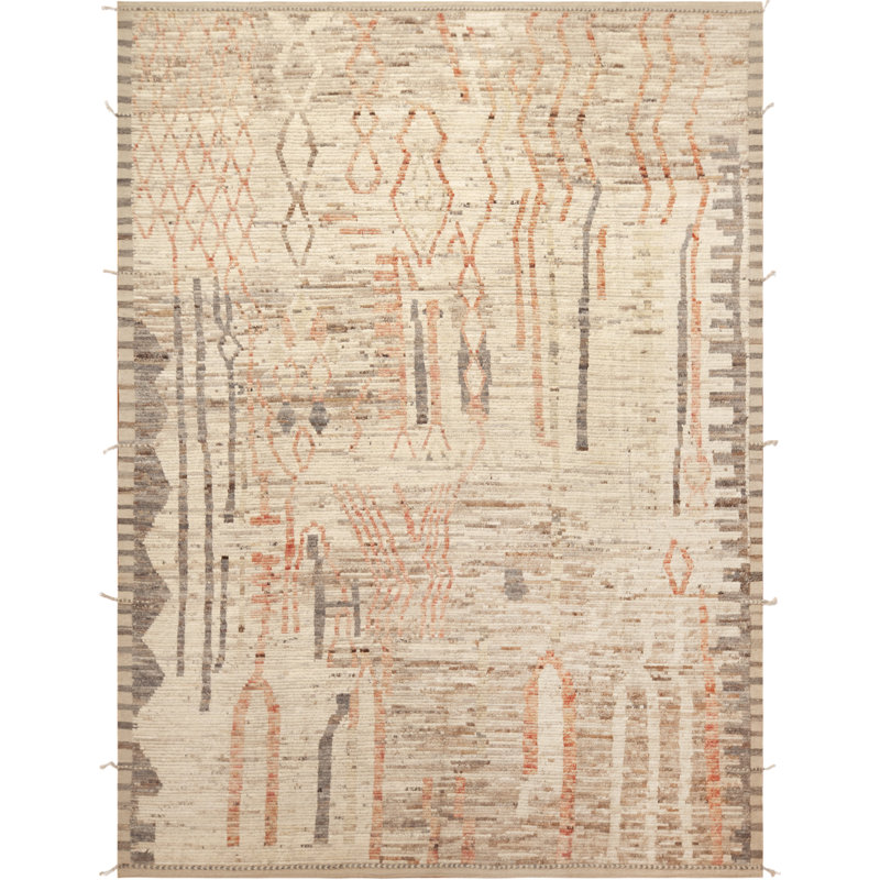 Tapis tribal moderne 9 pi 1 po x 12 pi 5 po Nazmiyal Collection