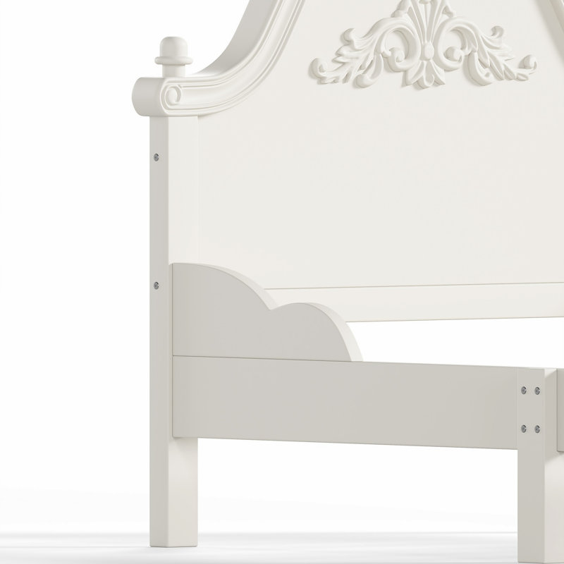 Lit plateforme avec tête de lit, cadre de lit en bois pour la maison, Twin, Beige