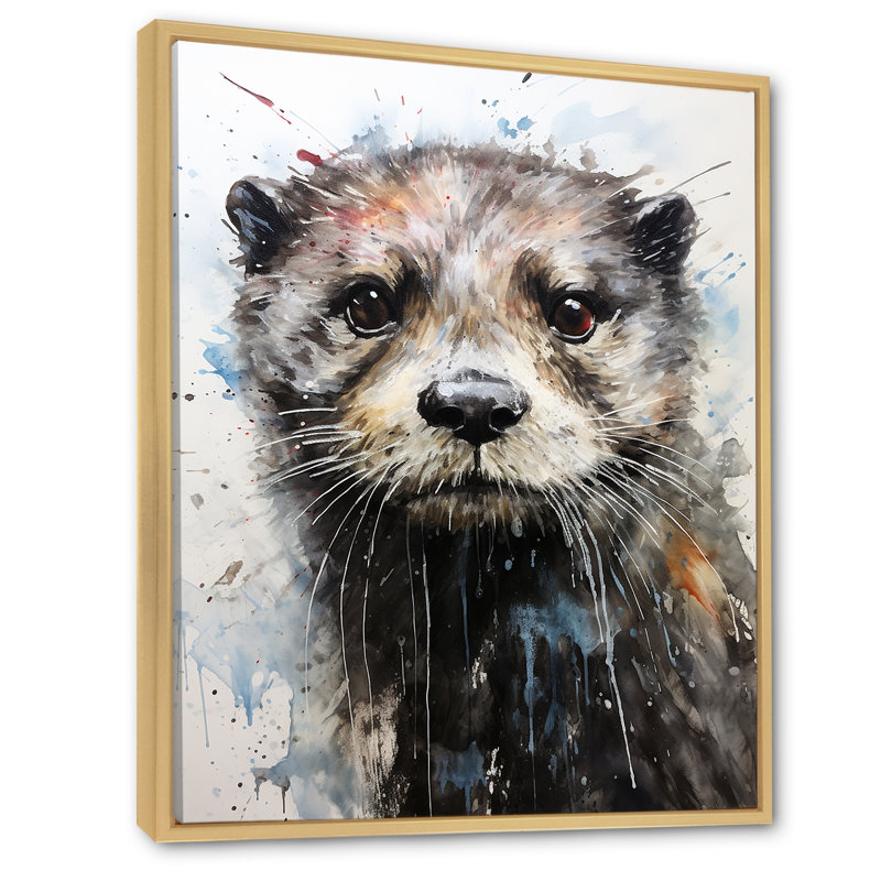 «Otter Playfulness Portrait I», reproduction sur toile, Cadre naturel flottant, 44" H x 34" W