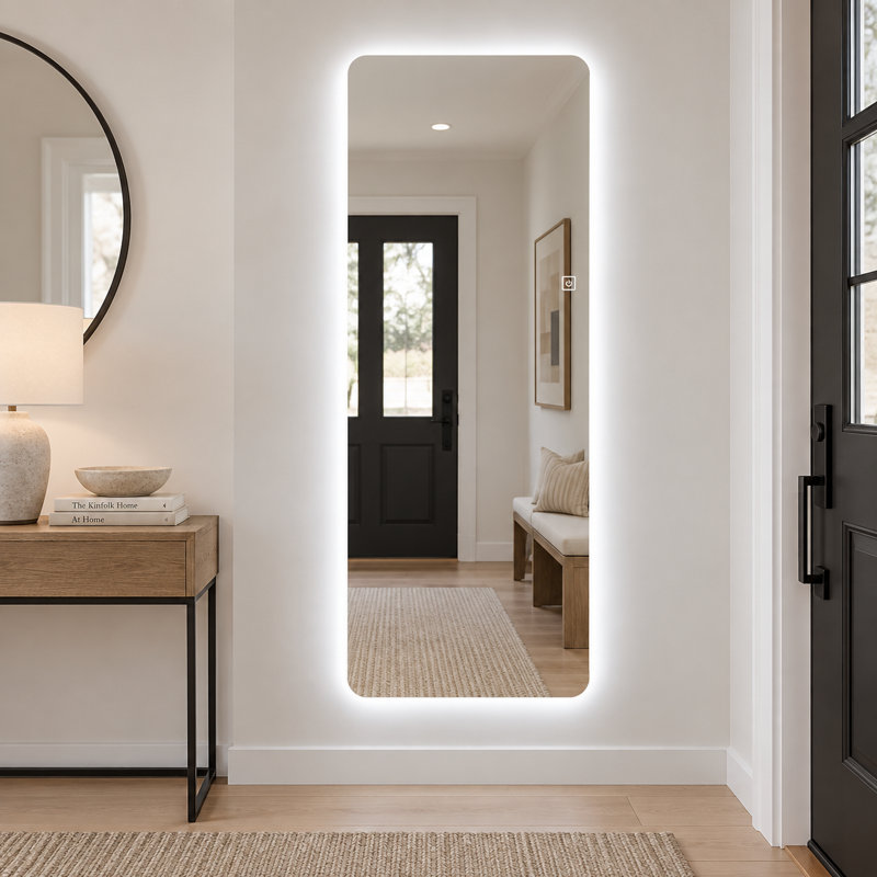 LED Full Length Mirror with 3 Color Dimmable Lights Wall Mounted or Floor Standing Full Body Mirror for Bedroom Dressing Room