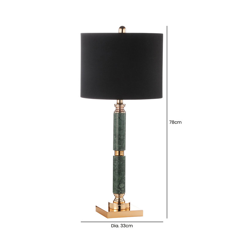 Azime 78cm Living Room Table Lamp with Alabaster Base, Bedside Buffet Lamp for Bedroom with Linen Shade