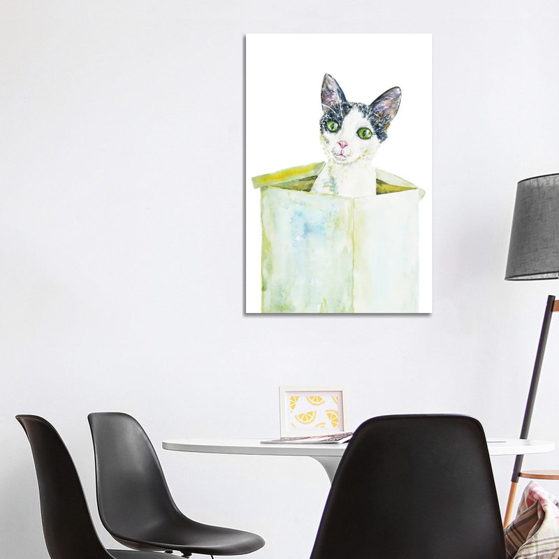 Funny Cat In The Box by Alexey Dmitrievich Shmyrov - Wrapped Canvas Print, 101.6 cm H x 66.04 cm W x 1.91 cm D