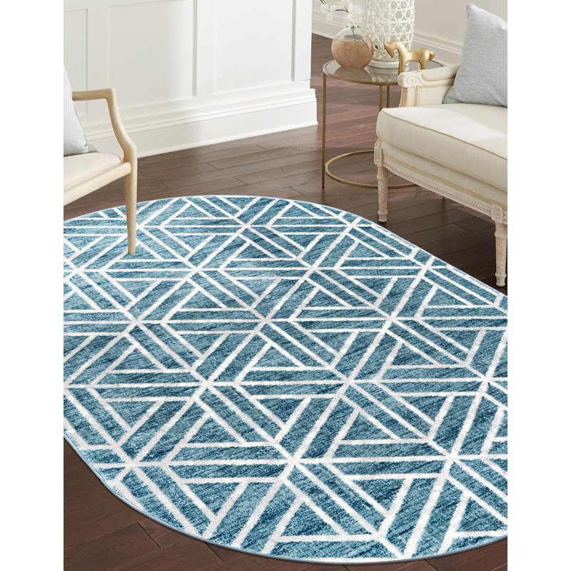 Eshin Abstract Indoor Rug, Oval 5'3" x 8'