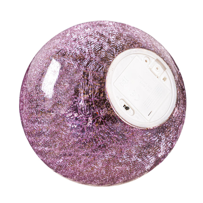 Boule décorative DEL craquelée rose 8 "Sartaaj