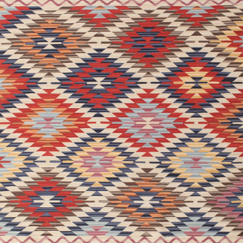 Tapis de zone rouge/bleu contemporaine, Carré 4 pi