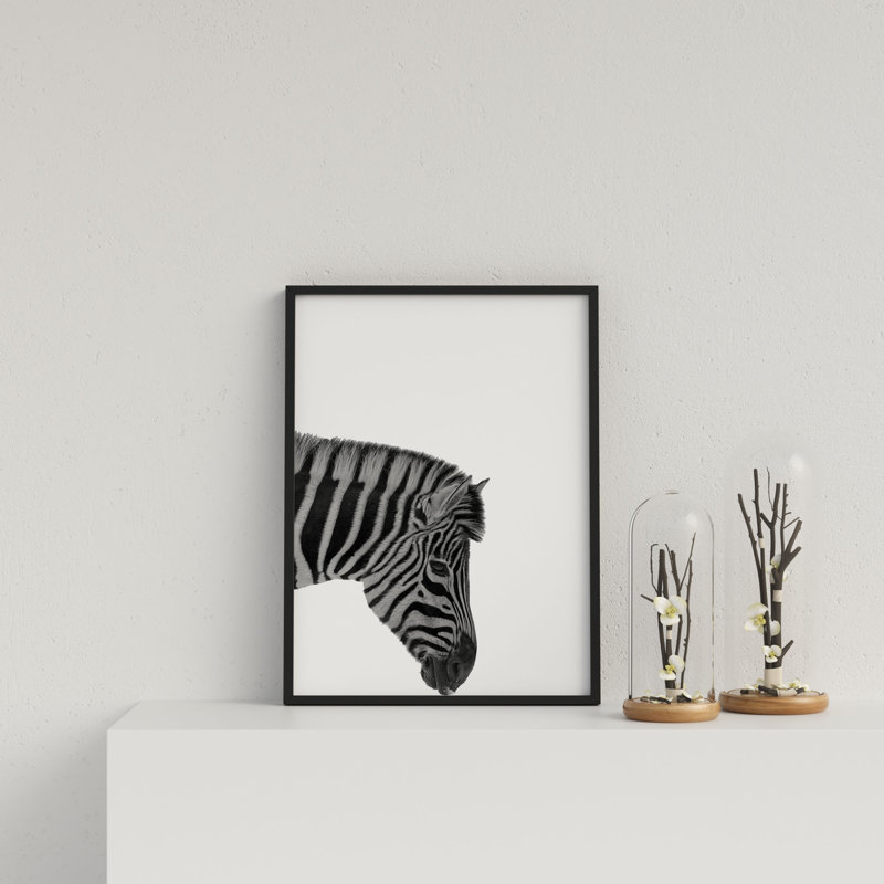 Zebra On White Background by Vouvart - Single Picture Frame Print