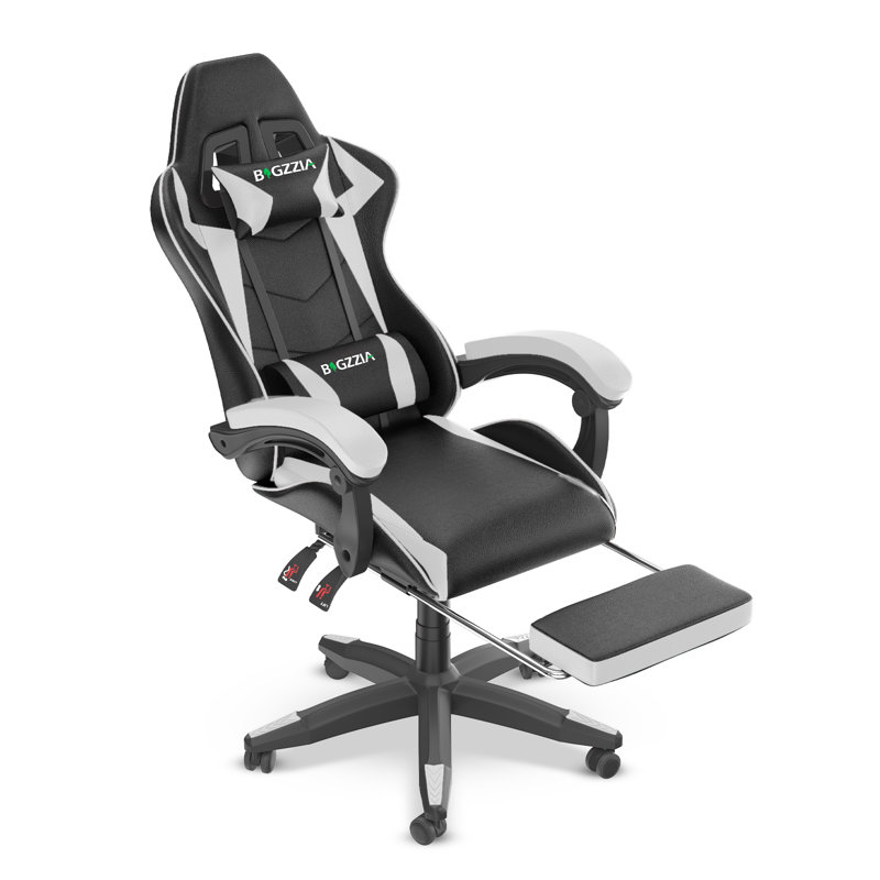 Reclining Game Chair With Footrest, Black/White