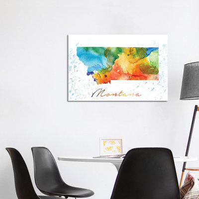 Montana State Colourful - Wrapped Canvas Painting