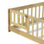 Lit double pleine grandeur avec clôture et porte, lit en bois d'hévéa avec garde-corps de sécurité