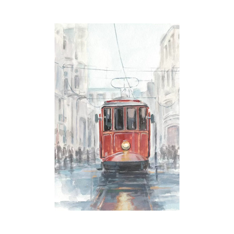 Reproduction d’art sur toile « Watercolor Streetcar I » par Ethan Harper, H 26 po x l 18 po x 1,5 po, Pas de tapis