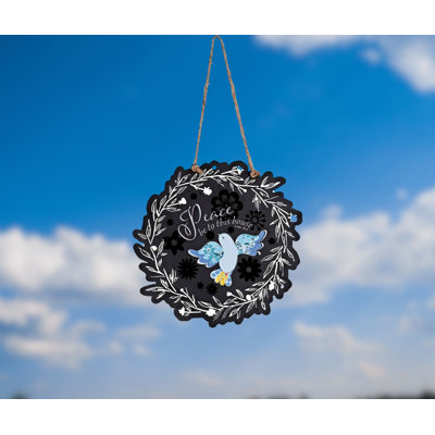 Wall Hanging Metal Wreath Bird Peace Be