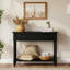 Console Trexm Daisy Series, conception traditionnelle avec deux tiroirs et tablette inférieure (noir)-1320206534