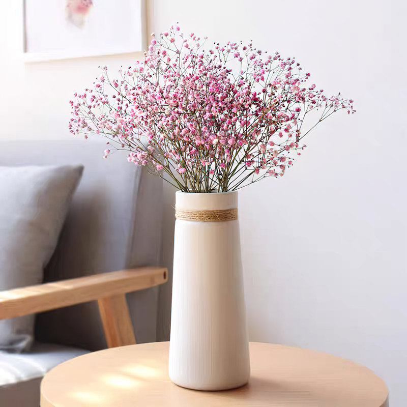  Vase en céramique nordique 8,5 "avec corde de ficelle minimaliste