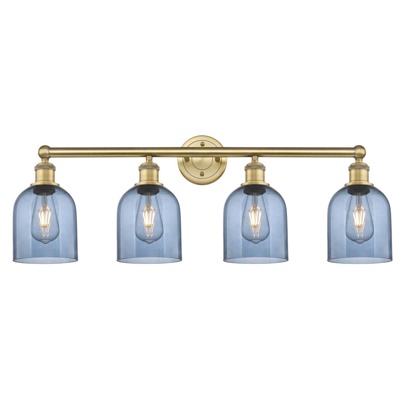 Odaniel 4 - Light Dimmable Vanity Light, Princess Blue, Brushed Brass