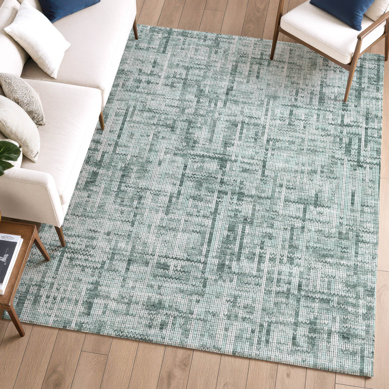 Premium Machine Washable Mayfield AMF2130 Striped Rug, Teal, 5' x 7'6"