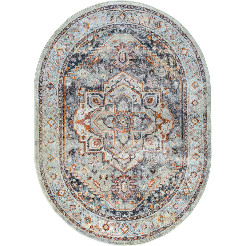 Tapis gris Jamilee, Ovale 5 pi 3 po x 7 pi 3 po