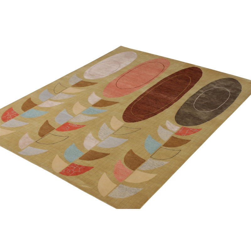 Rug & Kilim’S Mid-Century Modern Rug In Green Multicolor Geometric Pattern, Rectangle 13' x 18'