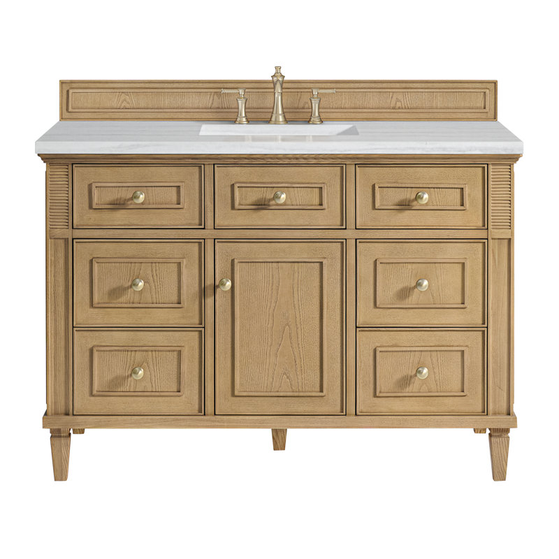 Lorelai 48'' W Single Vanity, Light Natural Oak, Arctic Fall Solid Surface, 8" Widespread