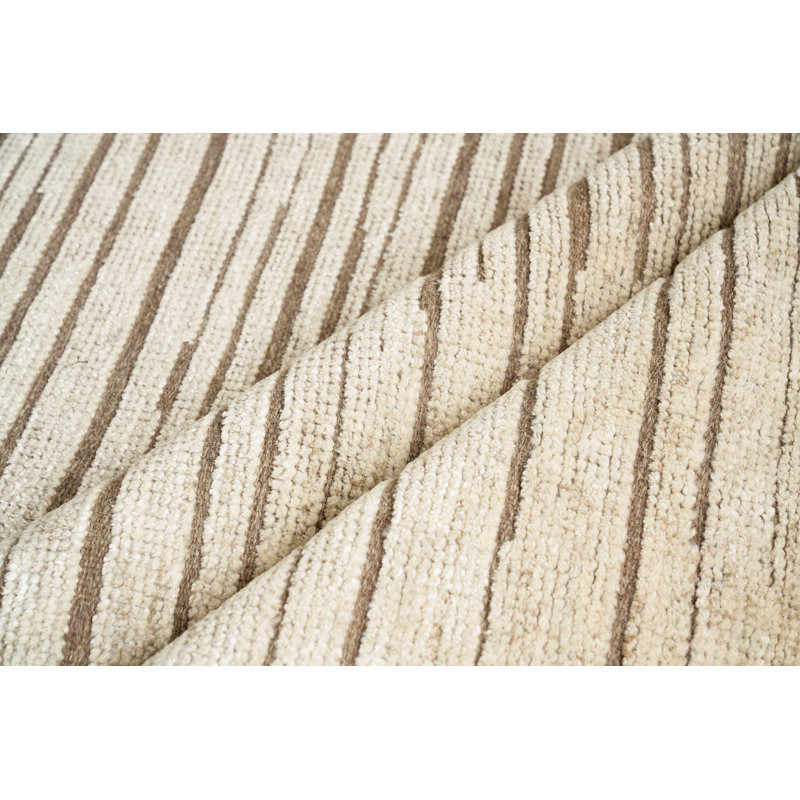 Eaton Hand-Knotted Area Rug in Beige, Rectangle 14' x 18'