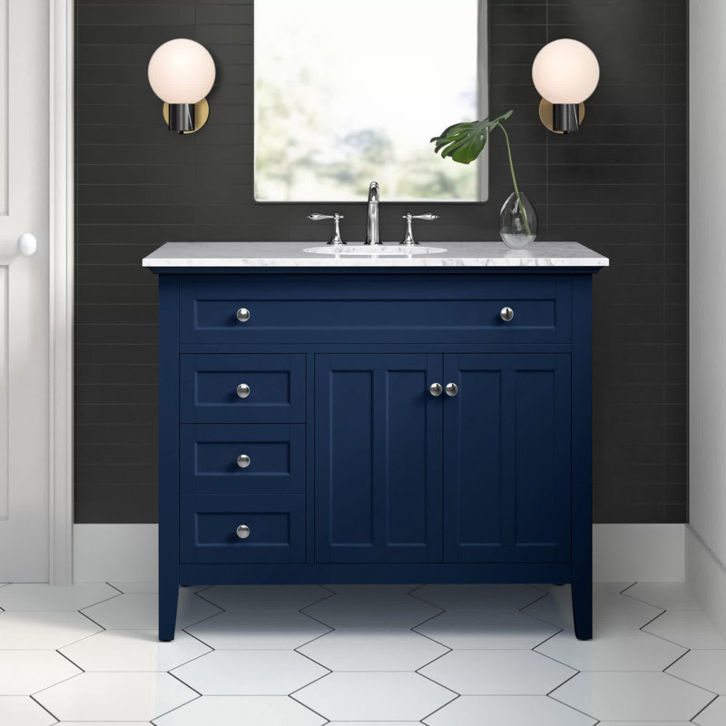 Ensemble de meuble-lavabo simple 42 po Ain, bleu