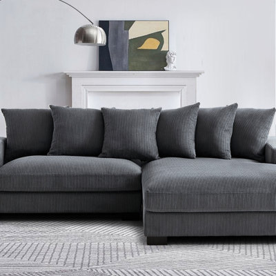 Canapé modulaire surdimensionné deux pièces pour le salon Luxe, canapé en L de 102,4 po avec méridienne, revêtu de tissu velours côtelé