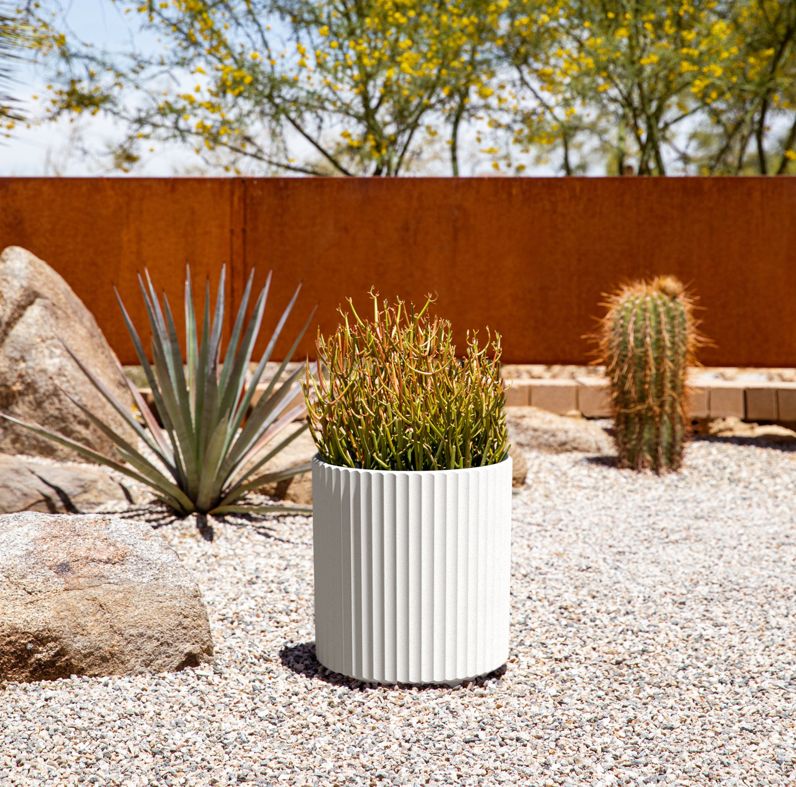 Demi Series 19" Pot Planter, 1, White, 11.5" H x 10.5" W x 10.5" D