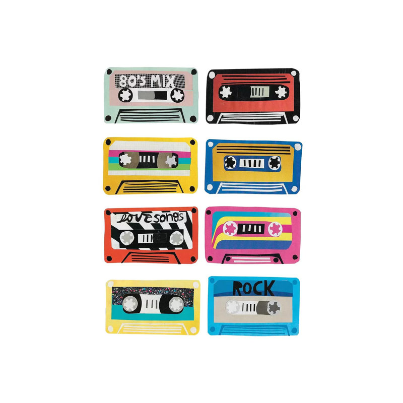 «Retro Mix Tapes» par Jen Bucheli, reproduction d'art sur toile tendue, H 12 po x l 8 po x P 0,75 po