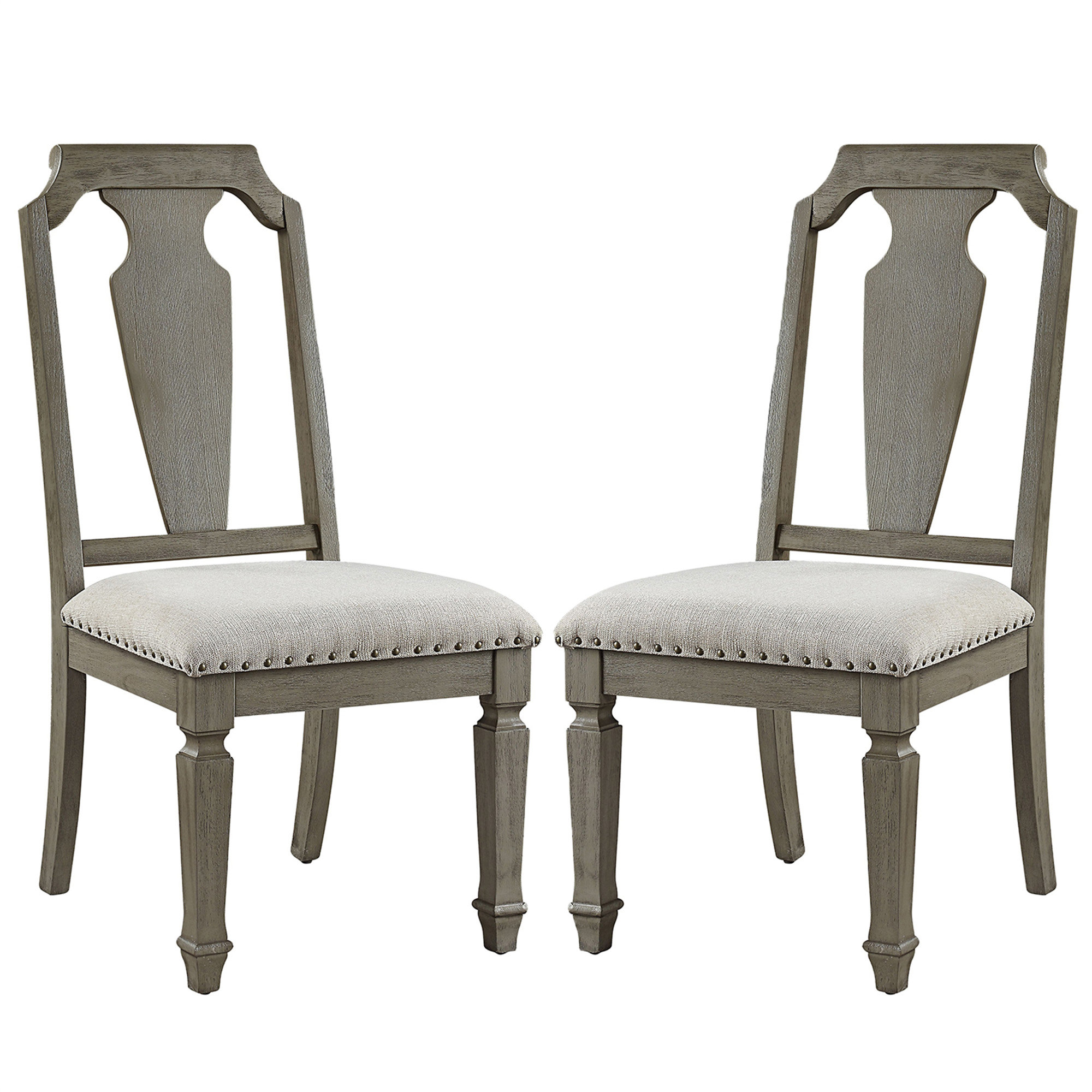 One Allium Way® Set Of 2 Side Chairs With Linen Padded Seat Only Chairs ...