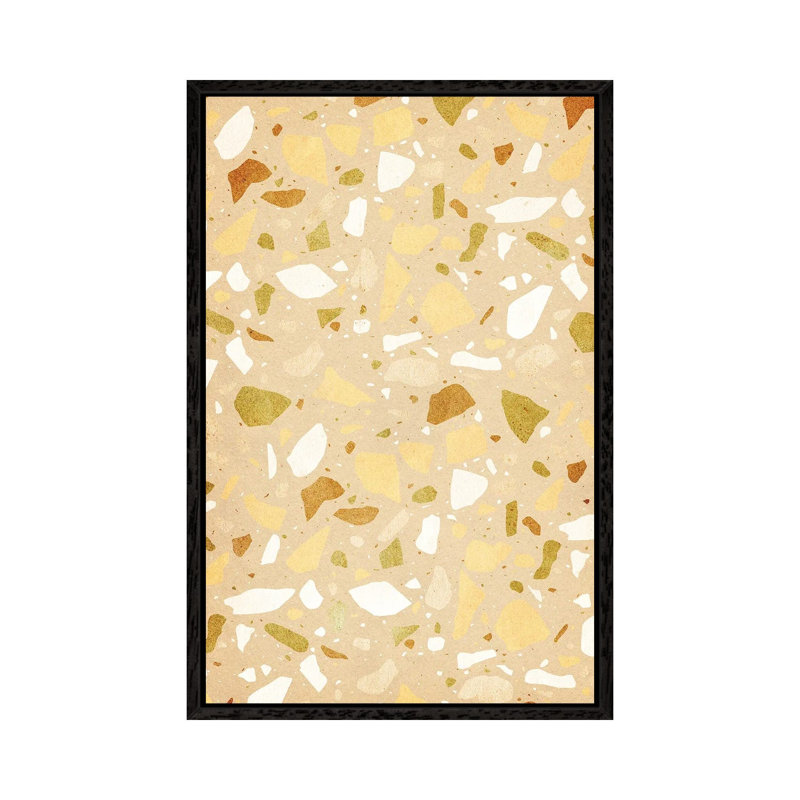 Neutral Terrazzo Pattern by Whales Way - Print on Canvas, 101.6cm H x 66.04cm W x 3.81cm D, Black Framed
