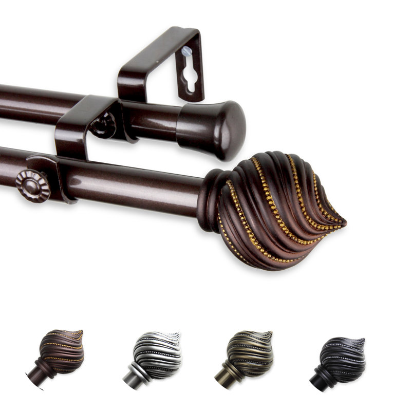 Tringle à rideaux double Sebergham, Cacao, 48 po à 84 po