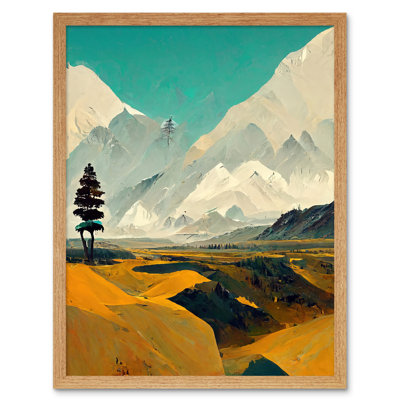 Lone Tree Snowy Mountain Abstract Landscape - Print