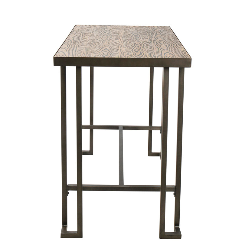 Reclaimed Wood Rustic Brown Counter Table with Steel Frame