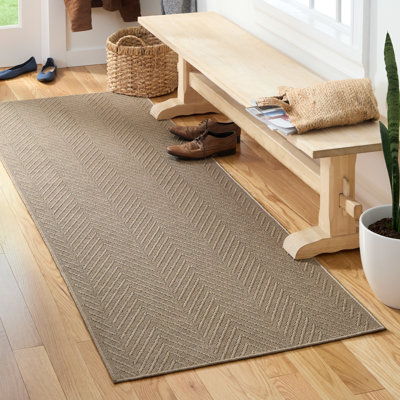 Tapis uni texturé lavable à la machine à chevrons Pown Town & Country Country