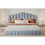 Tête de lit tapissier en velours pour lit de grand lit, sans sommier tapissier, bleu clair