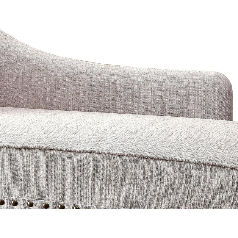 Coussin de salon moderne avec garniture cloutée en tissu de 1 méridienne moderne, Beige