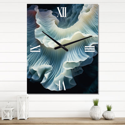 Turquoise White Anemone Reef - Coastal Coral Wall Clock