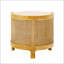 Table basse rotative moderne avec rotin et rangement caché, parfaite pour les espaces de vie élégants et fonctionnels.