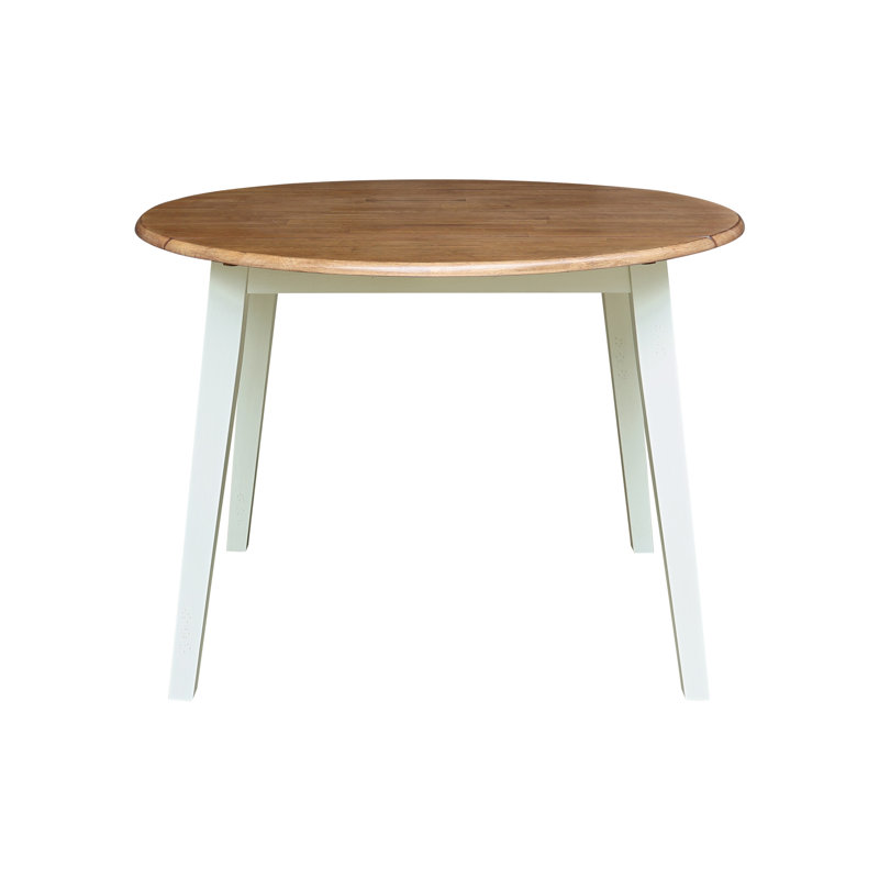 Franklinville Extendable Round Solid Wood Dining Table, Hickory/Shell