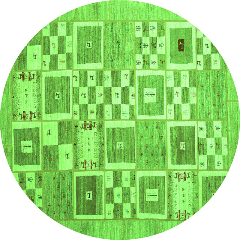 Tapis contemporains verts lavables à la machine 938, Rond 8 pi