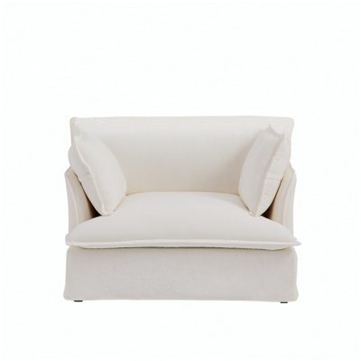 47.2" Oversized Accent Chair with Dual-Port Charging, Modern Design Base&Armrest, Throw Pillows, Deep and Wide Seat, Cloud-Like Comfy Single Sofa, Chenille Armchair for Living Room&Apartment