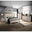 Grand lit contemporain avec finition en bois flotté brun vieilli, tête de lit à panneau, deux tons, cadre en bois, essentiel pour la chambre à coucher, lit moderne à installation rapide, esthétique, cadre pour chambre à coucher, simple
